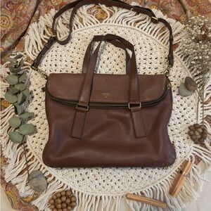 Fossil Brown Leather Crossbody Bag